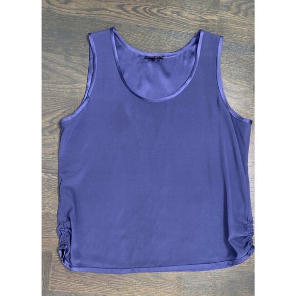Eileen Fisher Washable Silk Stretch Tank Top‎ Ruched sides ~ PL - Picture 1 of 2